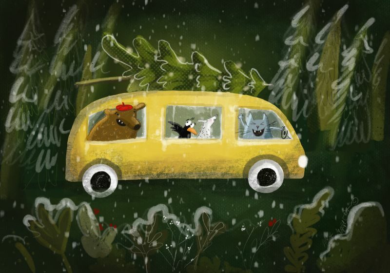 CHRISTMAS BUS illustration